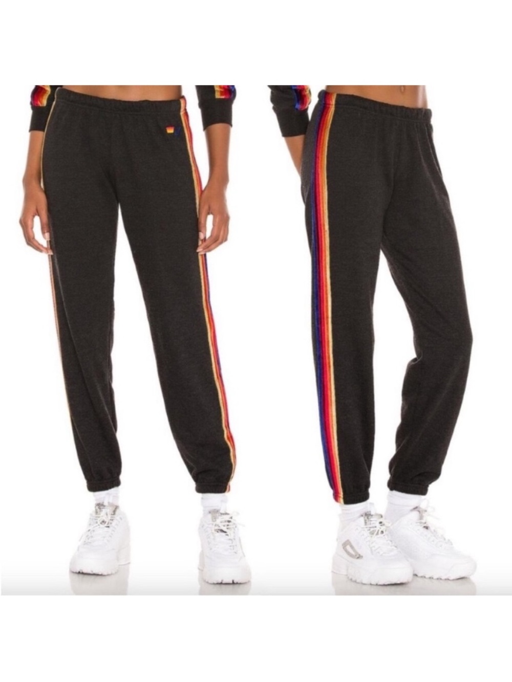aviator nation 5 stripe sweatpant in charcoal